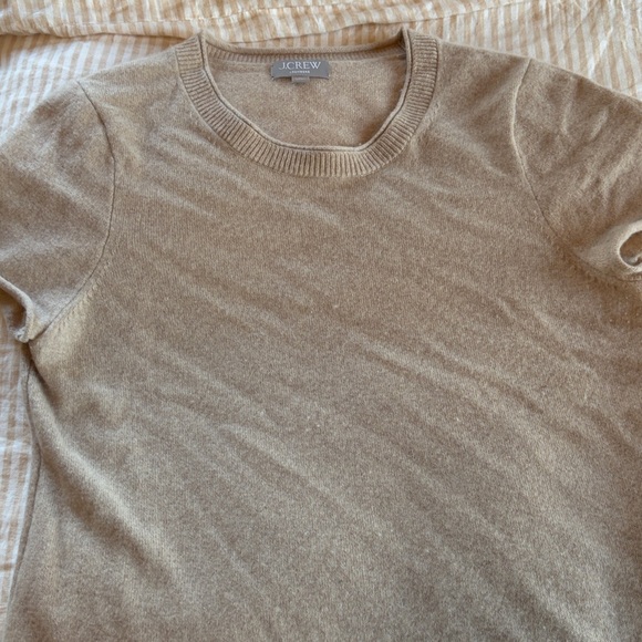 J. Crew Women's heather stone (beige) Cashmere relaxed t shirt size large - Picture 3 of 11